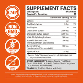 Gummies glucosamine chondroitin HOLLEGEND à côté d'une tasse d'eau