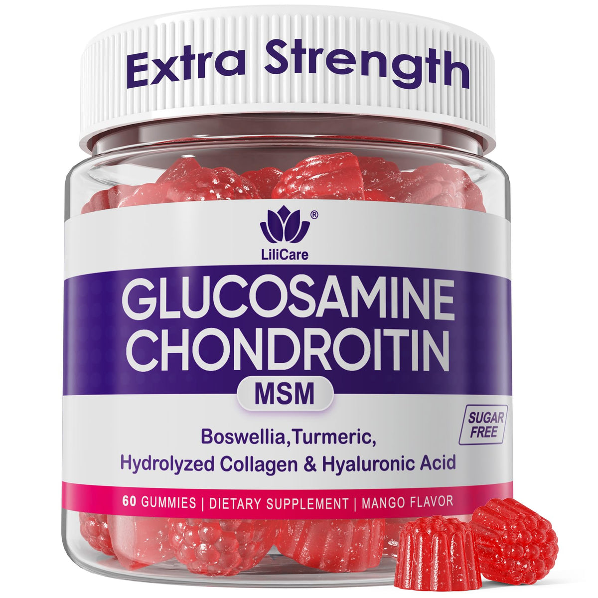 Gummies Glucosamine Chondroitin LILICARE 60 pièces packaging avant