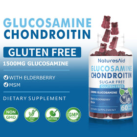 Gummies Glucosamine Chondroitin Natures Aid dans un bol, prêtes à être consommées