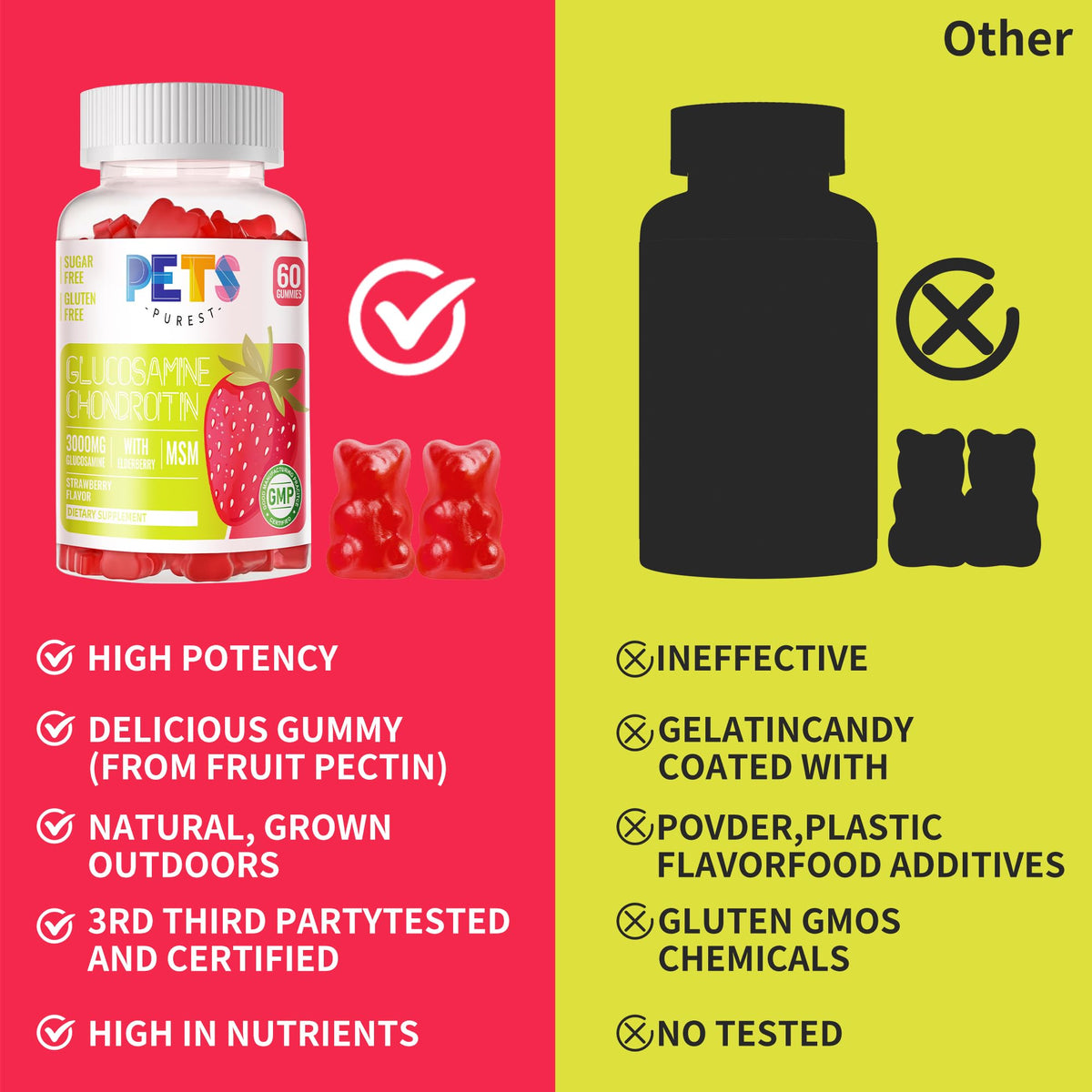 Gummies Glucosamine Chondroitin Pets Purest en gros plan