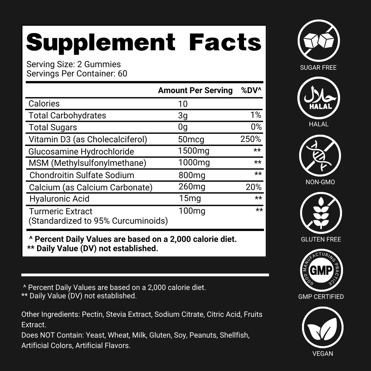 Gummies Glucosamine Chondroitin sur fond blanc
