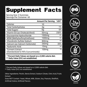 Gummies Glucosamine Chondroitin sur fond blanc