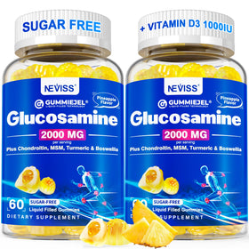 Gummies Glucosamine NEVISS avec saveur ananas et centre liquide