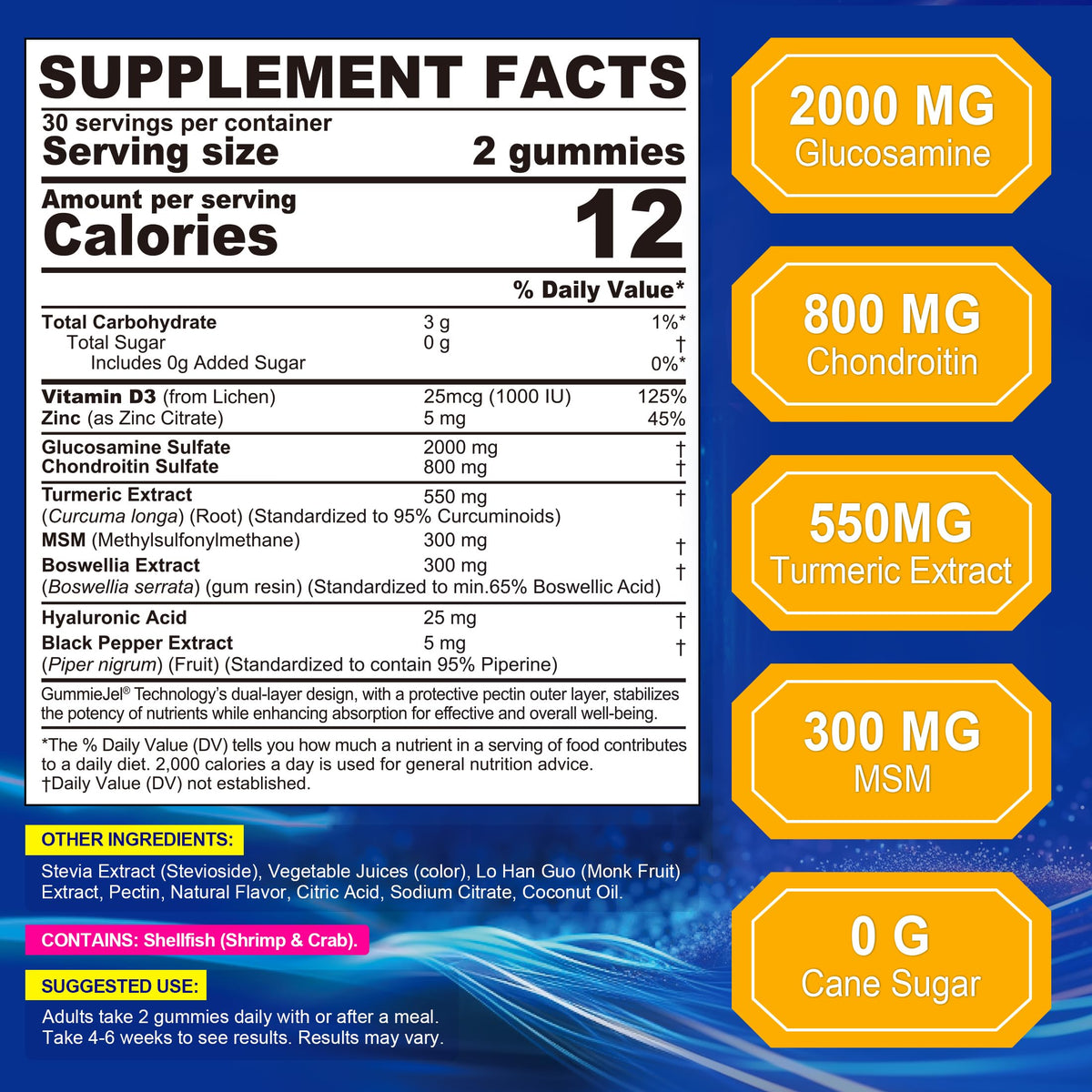 Gummies glucosamine NEVISS montrant leur texture et couleur d'ananas