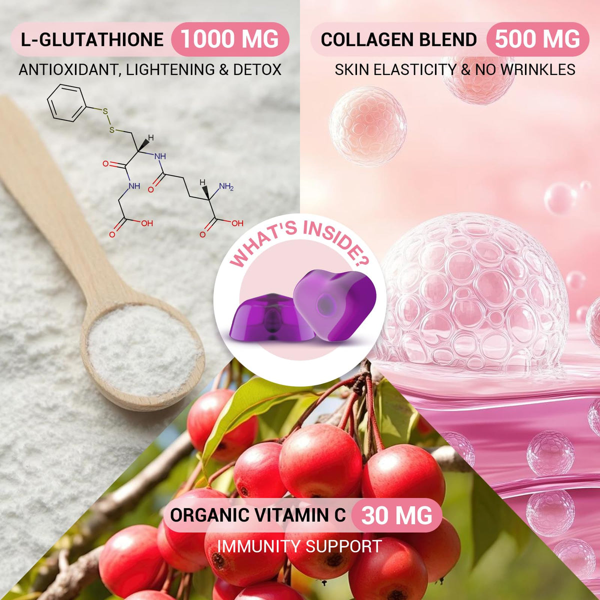 Gummies Glutathion Orinthalixium montrant la texture et la couleur