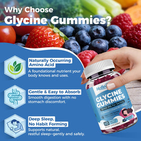 Gummies Glycine 3g HOLLEGEND avec une main tenant une gummy