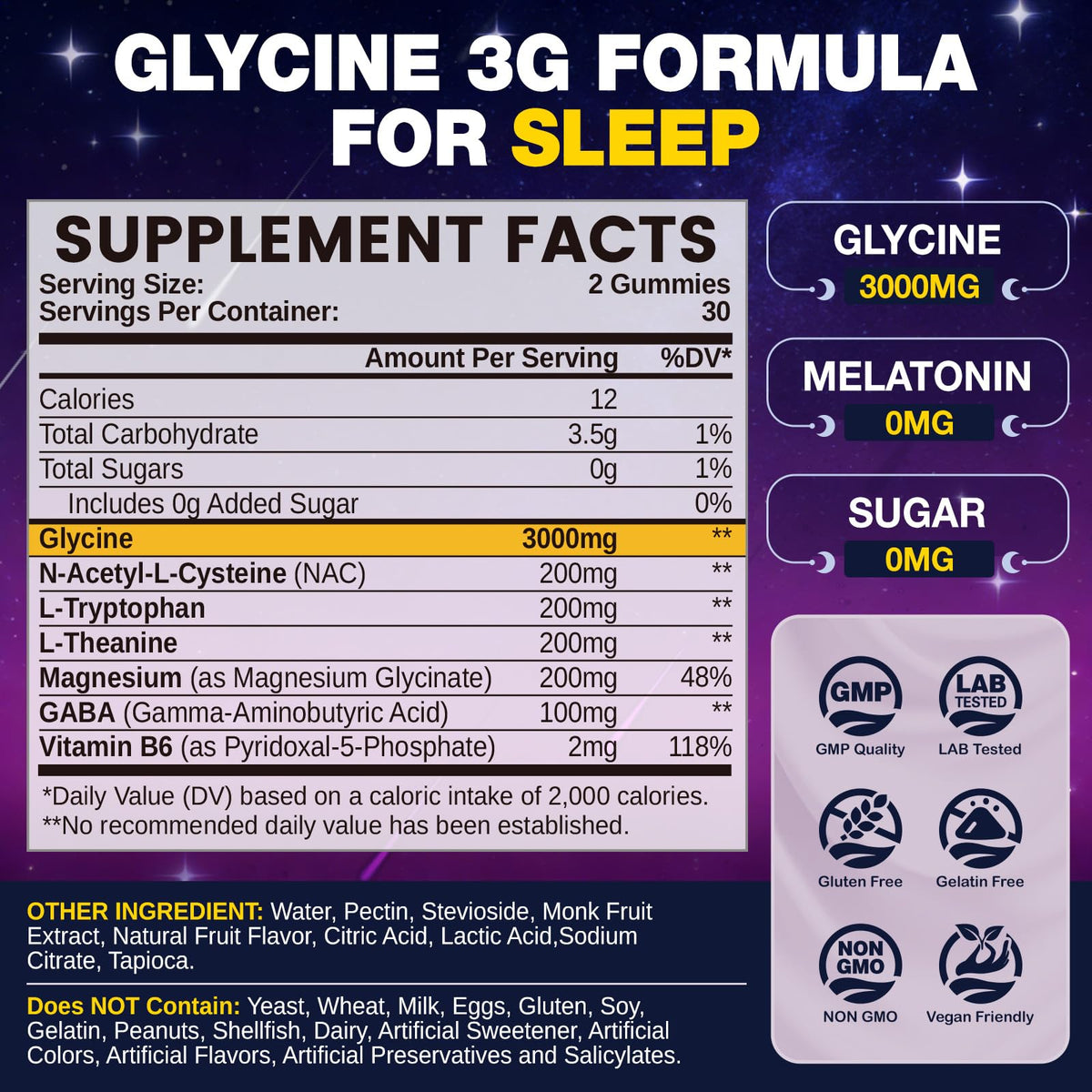 Gummies Glycine NATISLAND avec étiquette détaillant les ingrédients