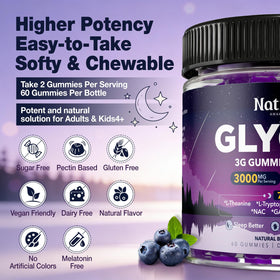Gummies Glycine NATISLAND montrant le dosage recommandé