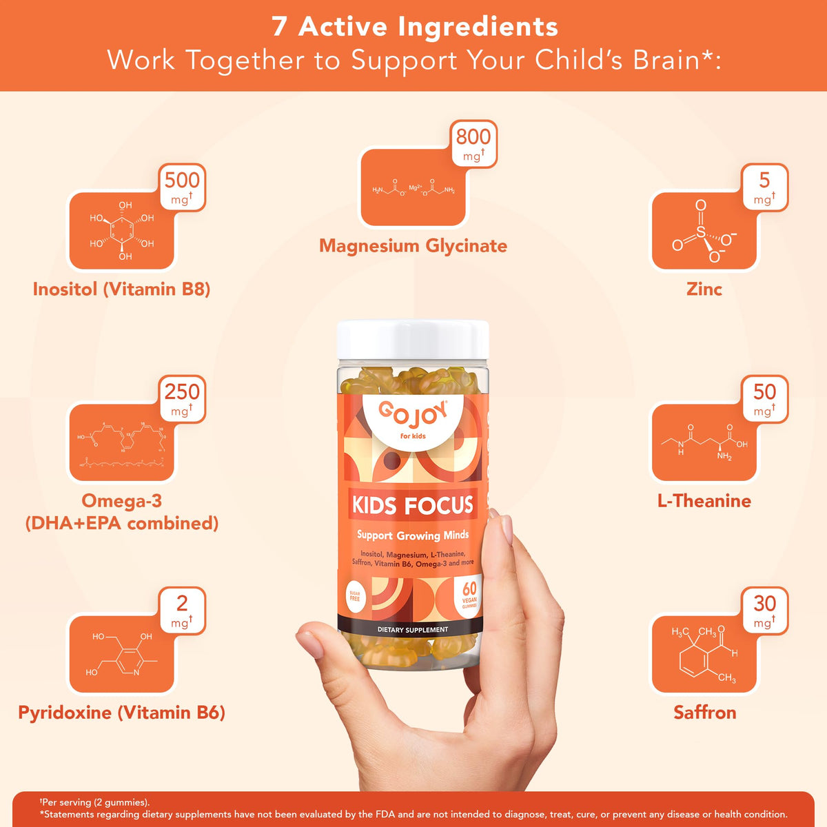 Gummies GOJOY NATURALS avec des ingrédients naturels en arrière-plan
