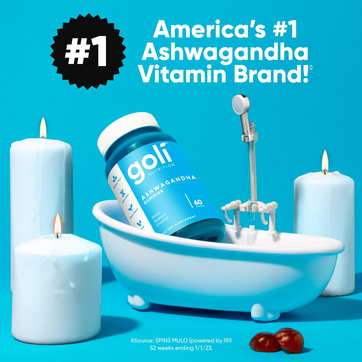 Gummies Goli Ashwagandha sur fond blanc