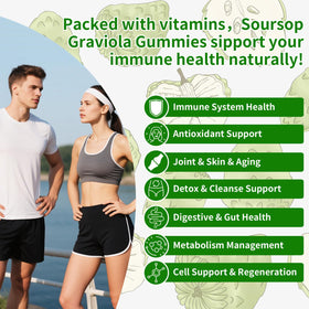 Gummies Graviola Pureverve, étiquette avec ingrédients et informations nutritionnelles