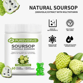 Gummies Graviola Pureverve ouvertes avec gummies visibles