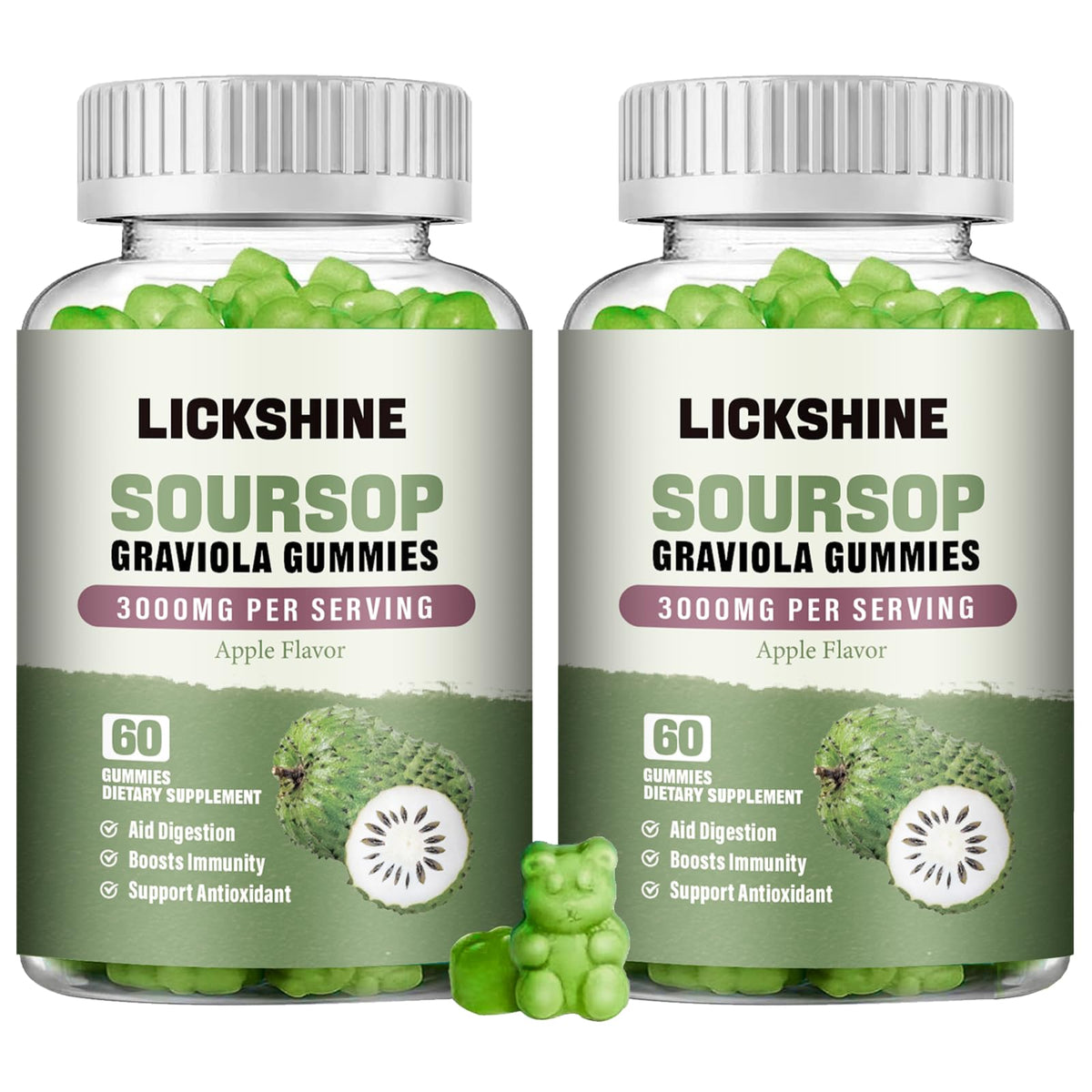 Gummies Graviola Soursop 3000mg de lickshine, paquet avant