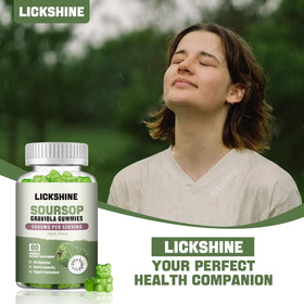 Gummies Graviola Soursop 3000mg de lickshine, présentation des gummies sur une table