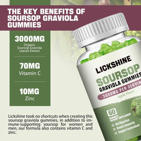 Gummies Graviola Soursop 3000mg de lickshine, vue de côté