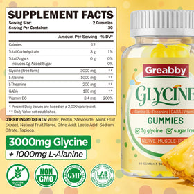 Gummies GREABBY à la glycine avec un verre d'eau