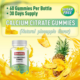 Gummies GREABBY Calcium Citrate 1200mg, échantillon de gummies avec goût naturel d'ananas