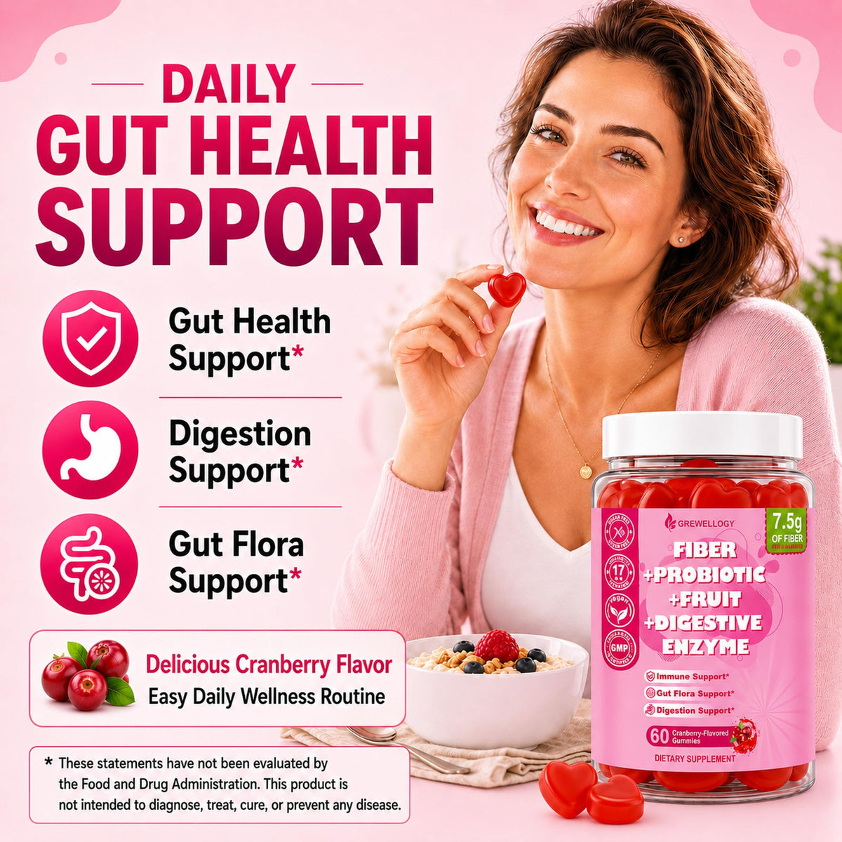 Gummies Grewellogy avec étiquette et ingrédients