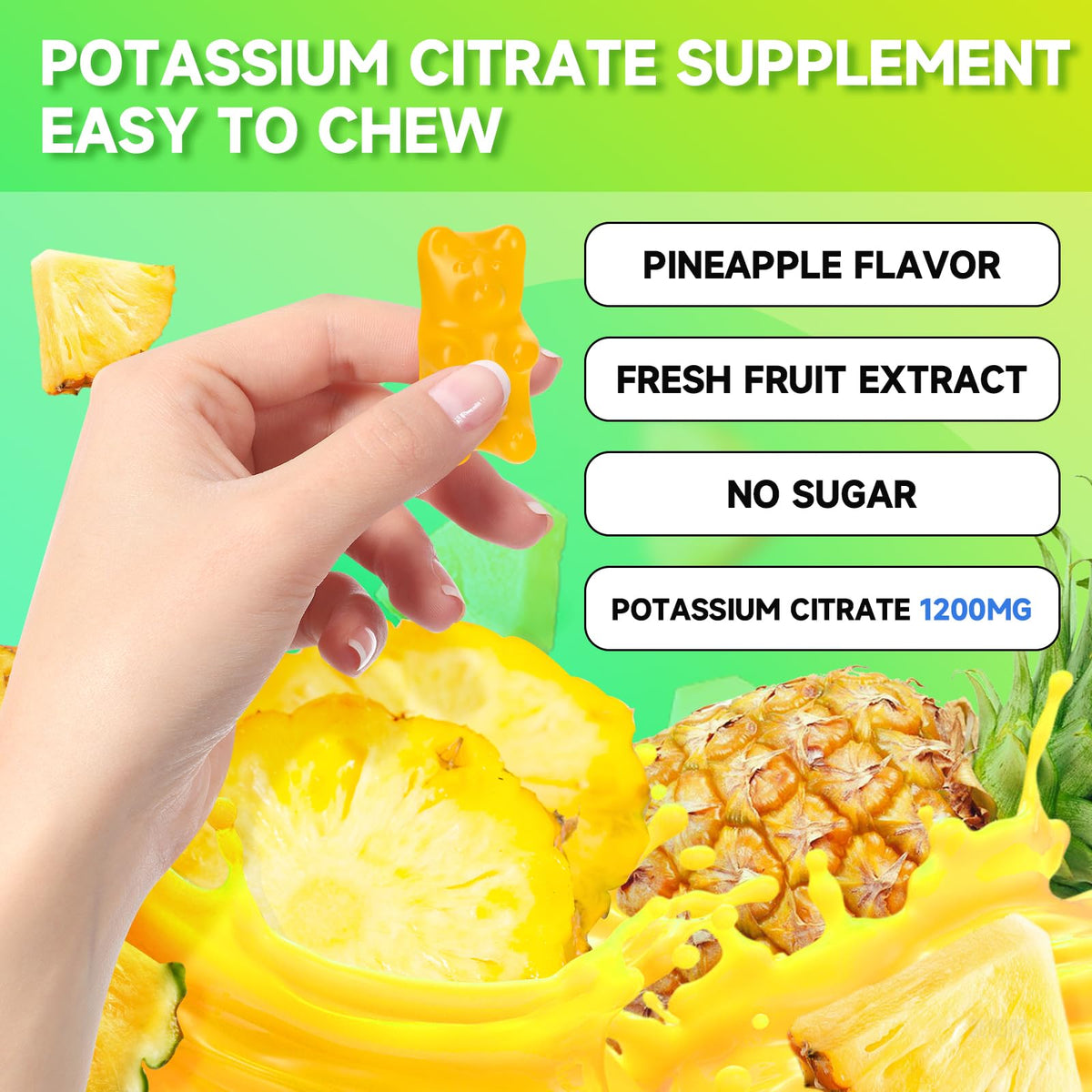 Gummies GrnLife à côté d'un verre d'eau, mise en scène