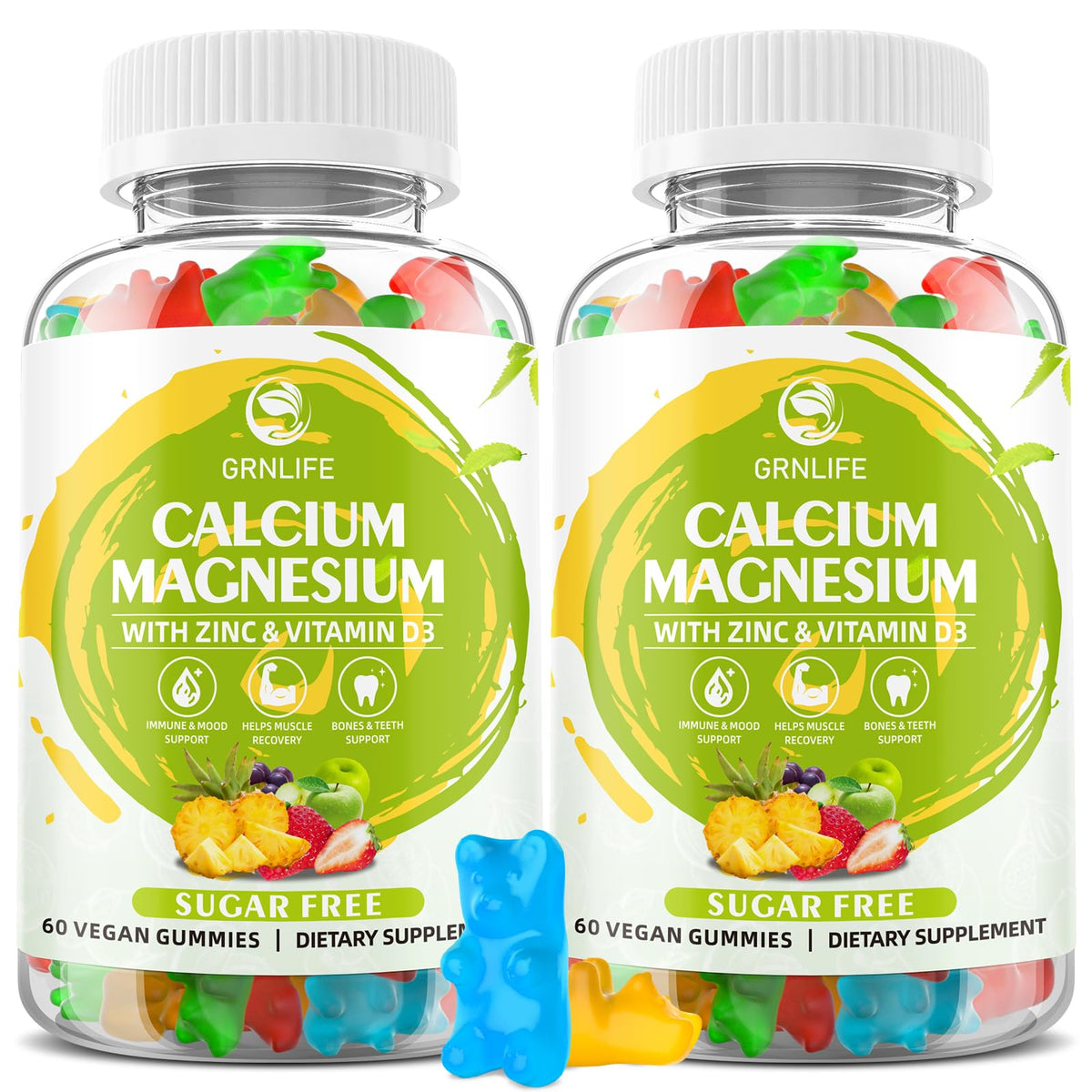 Gummies GrnLife au calcium magnésium zinc en boîte de 120 unités