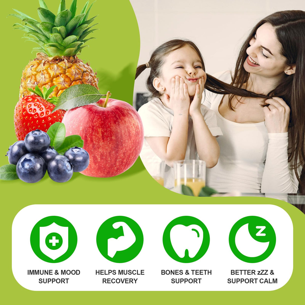 Gummies GrnLife au calcium magnésium zinc, présentation des ingrédients