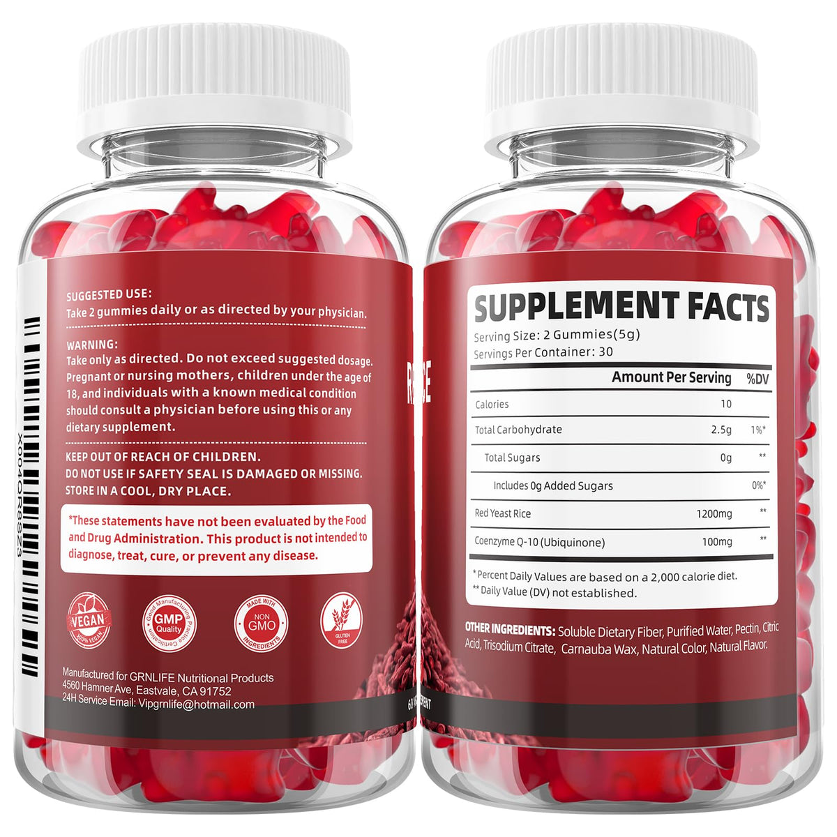 Gummies GrnLife au goût framboise, vue rapprochée