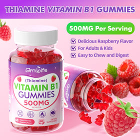 Gummies GrnLife B1 500mg avec une main tenant un bonbon