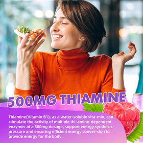 Gummies GrnLife B1 500mg en gros plan sur une cuillère