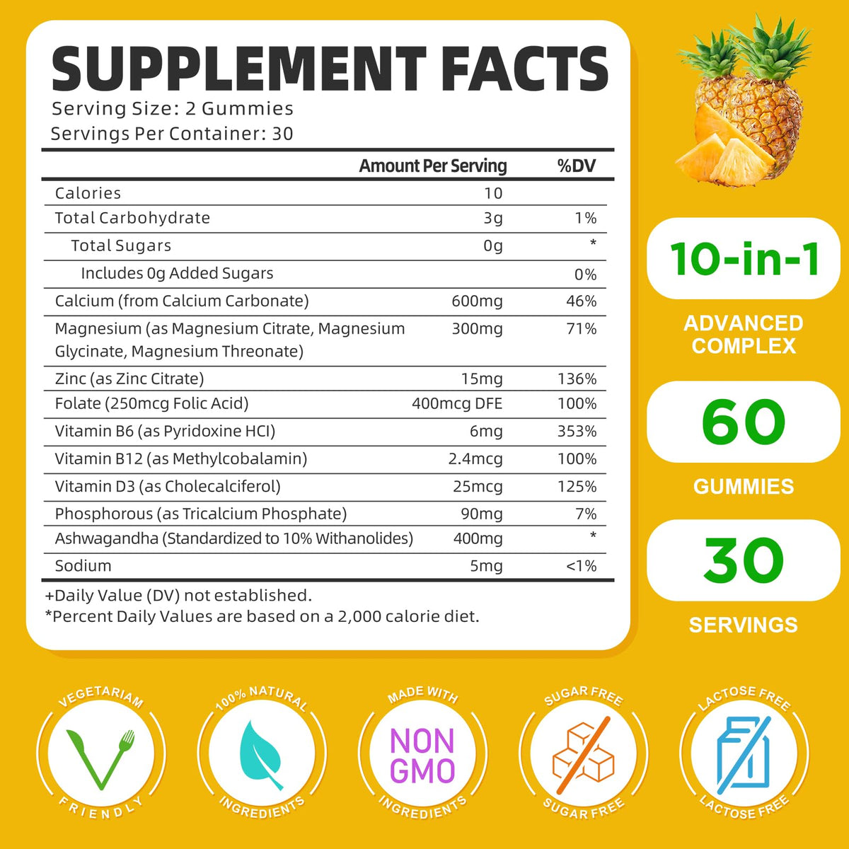 Gummies GrnLife Calcium Magnésium Zinc 120 pièces avec étiquette