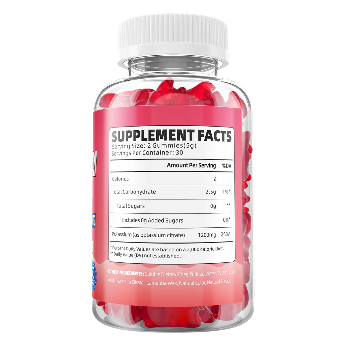 Gummies GrnLife de citrate de potassium, vue de côté