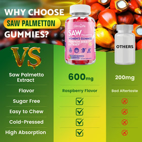 Gummies GrnLife Saw Palmetto avec ingrédients visibles