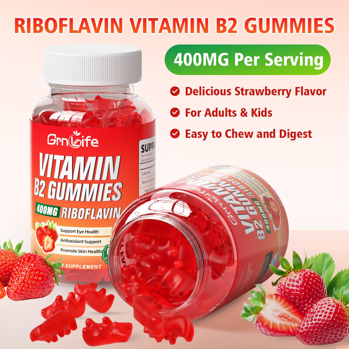 Gummies GrnLife sur un plan de travail, ambiance santé