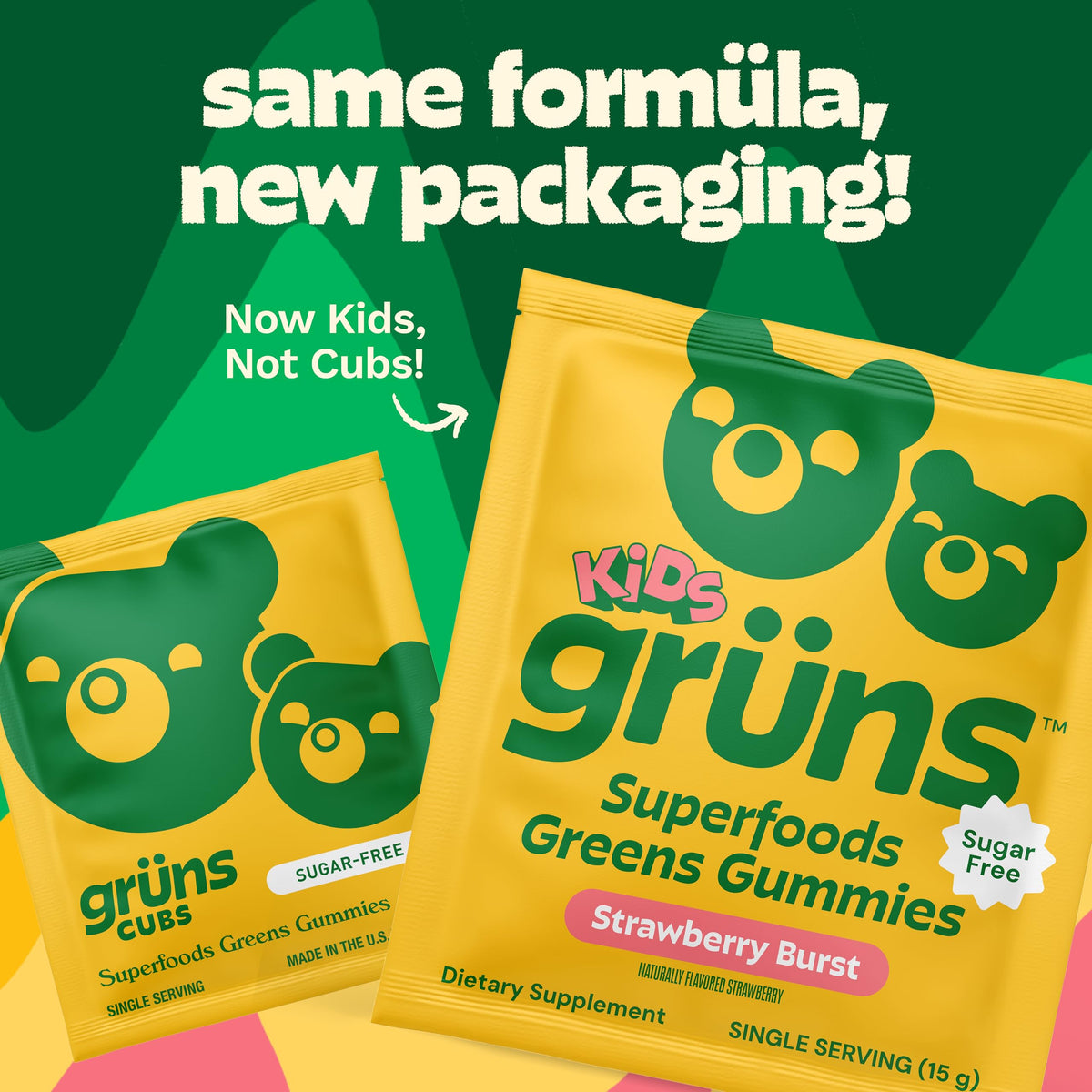 Gummies Grüns au goût de fraise et vert doux, présentation