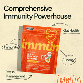 Gummies Grüns daily wellnessé avec un fond de fruits