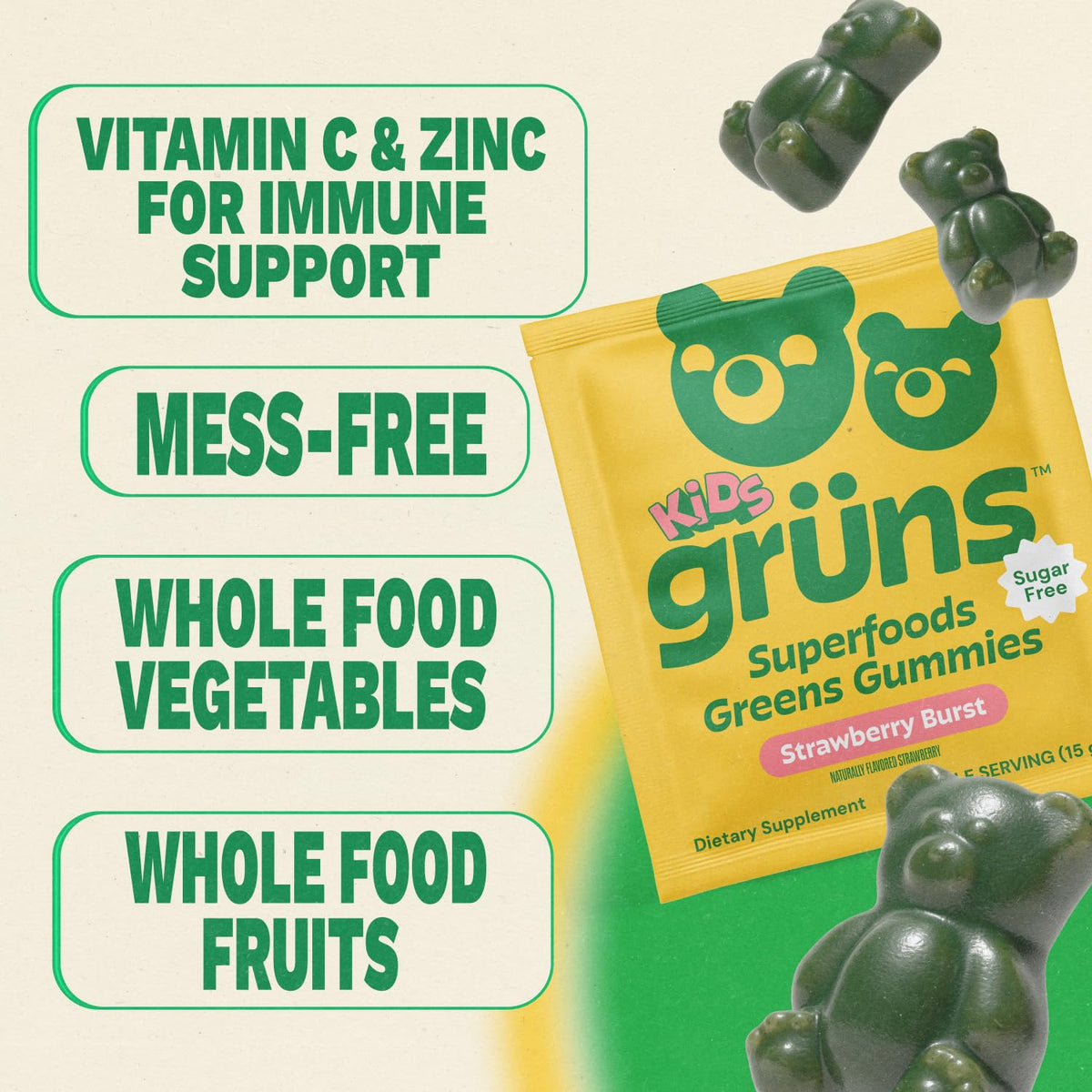 Gummies Grüns en sachets individuels pour enfants