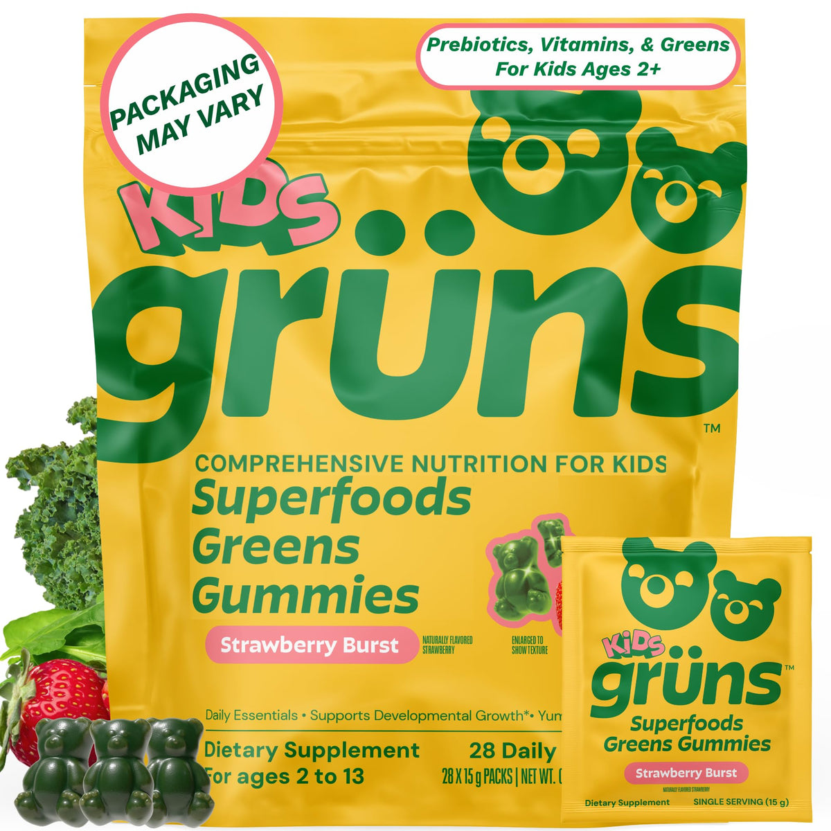 Gummies Grüns Multivitamines Enfants 28 pièces, packaging avant