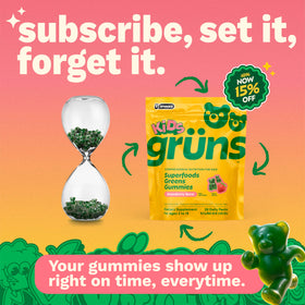 Gummies Grüns Multivitamines Enfants, présentation sur une table