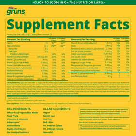 Gummies Grüns Multivitamines Enfants, vue arrière du packaging