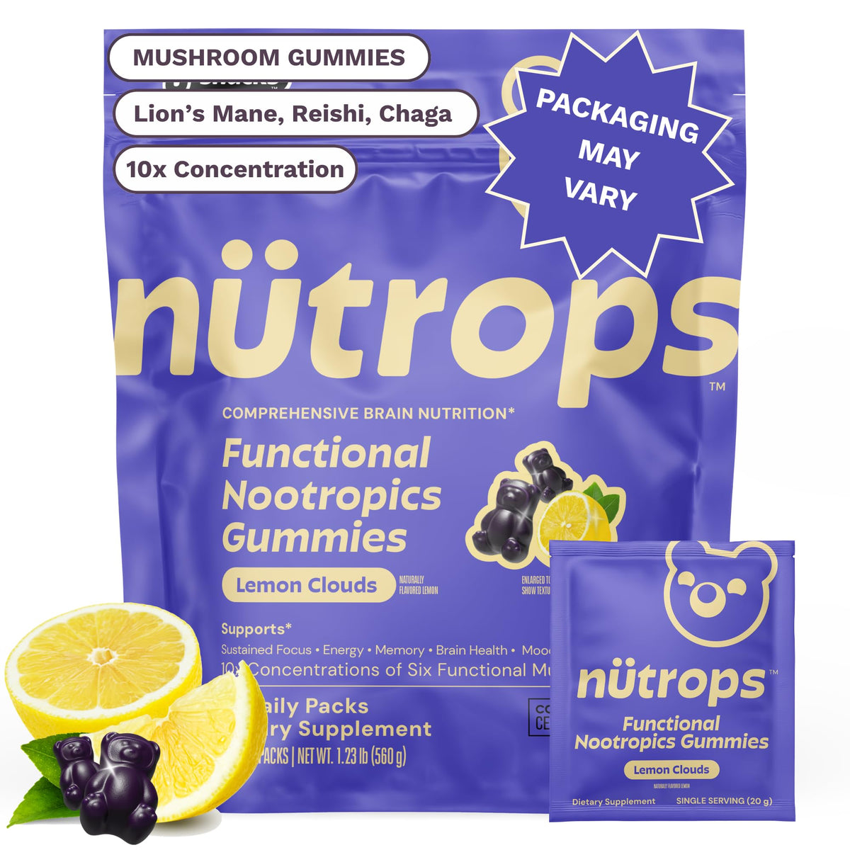 Gummies Grüns Nutrops pour la santé cérébrale, modèle citron