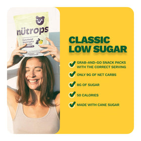 Gummies Grüns Nutrops sur une table avec d'autres compléments