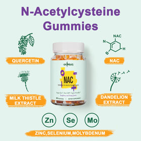 Gummies Gyumolics NAC avec étiquette nutritionnelle sur l'emballage