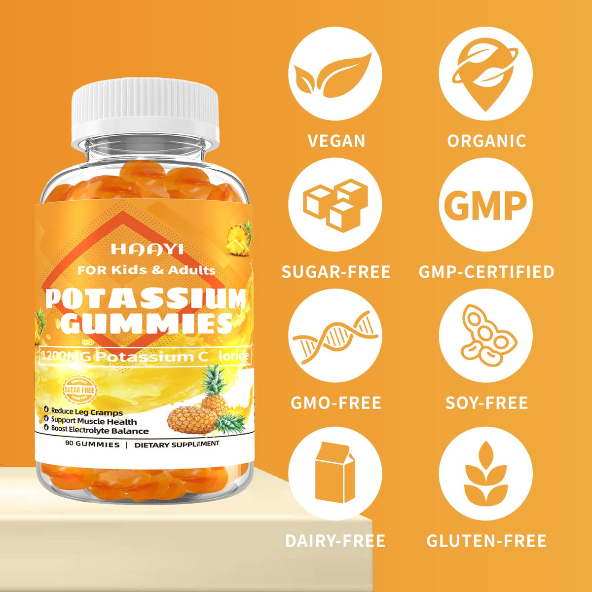 Gummies HAAYI 1200mg avec main tenant le flacon