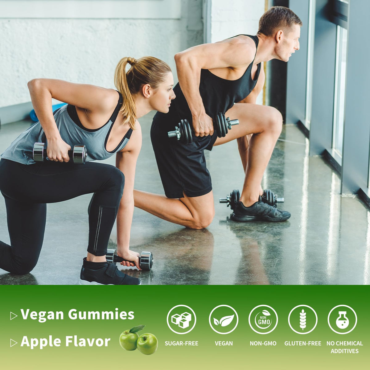 Gummies HAAYI HMB et L-Leucine avec une main tenant un gummy