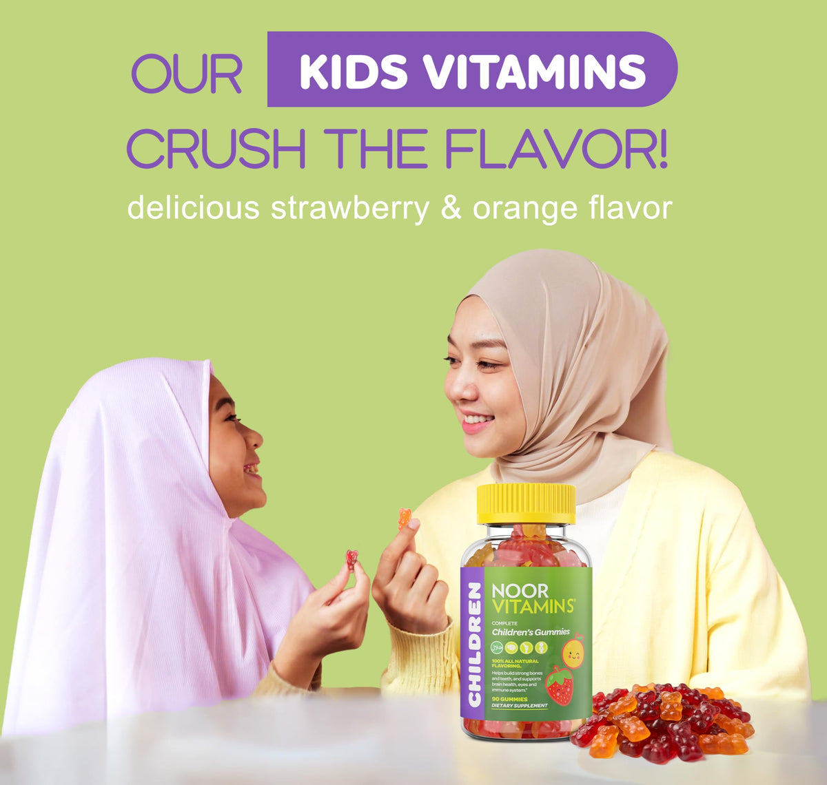 Gummies halal Noor Vitamins, étiquette nutritionnelle