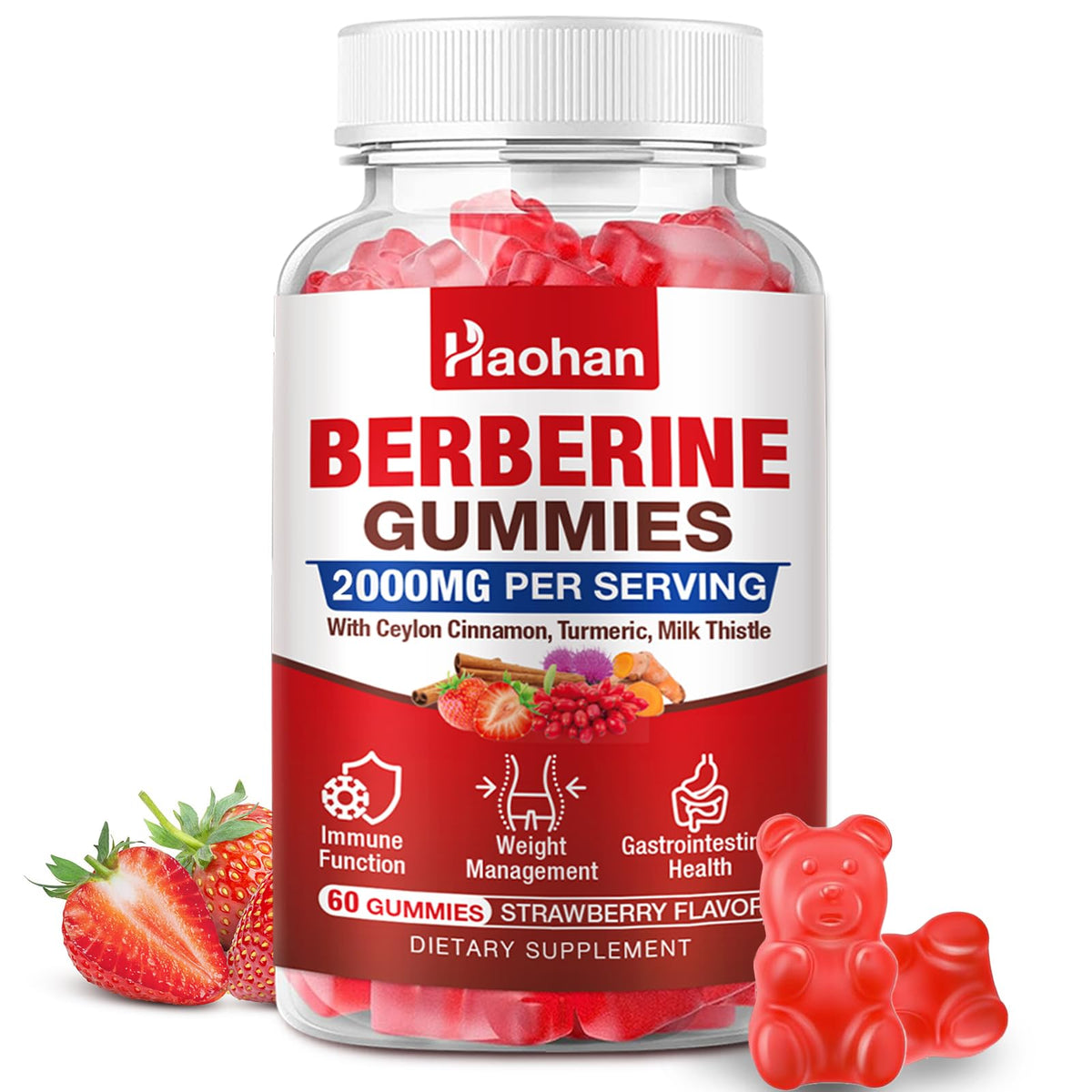 Gummies Haohan Berbérine 2000mg vue de face avec emballage
