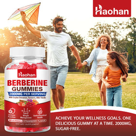 Gummies Haohan Berbérine au milieu de fruits frais