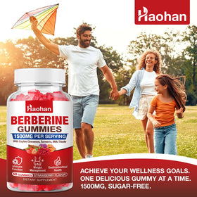 Gummies Haohan de Berbérine avec une main tenant une gomme
