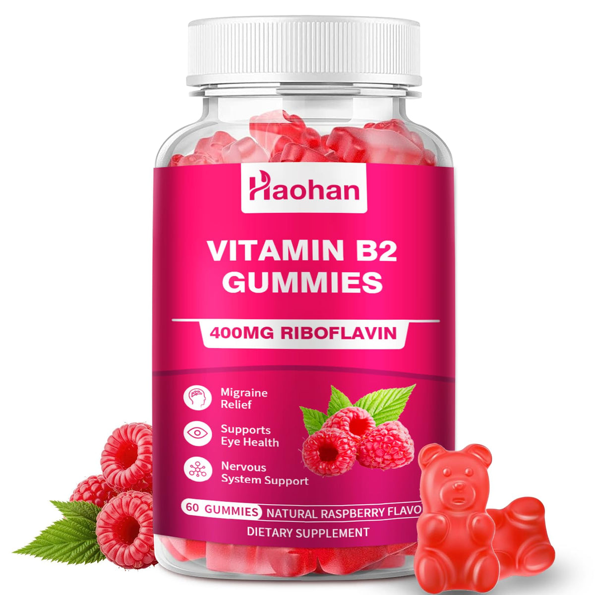 Gummies Haohan Vitamine B2 400mg avec Magnésium, vue de face