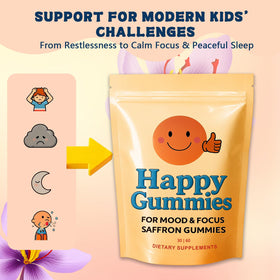 Gummies Happy Gummies au safran avec saveur de framboise