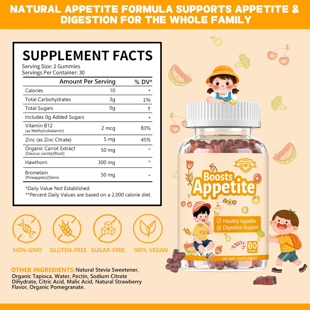Gummies Healliance pour l'appétit, portion de 2 gummies